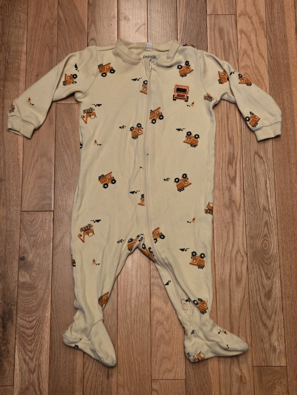 5/$20 Pekkle 9M Construction Dump Truck Footed Zip Up Onsie Sleeper Pajamas